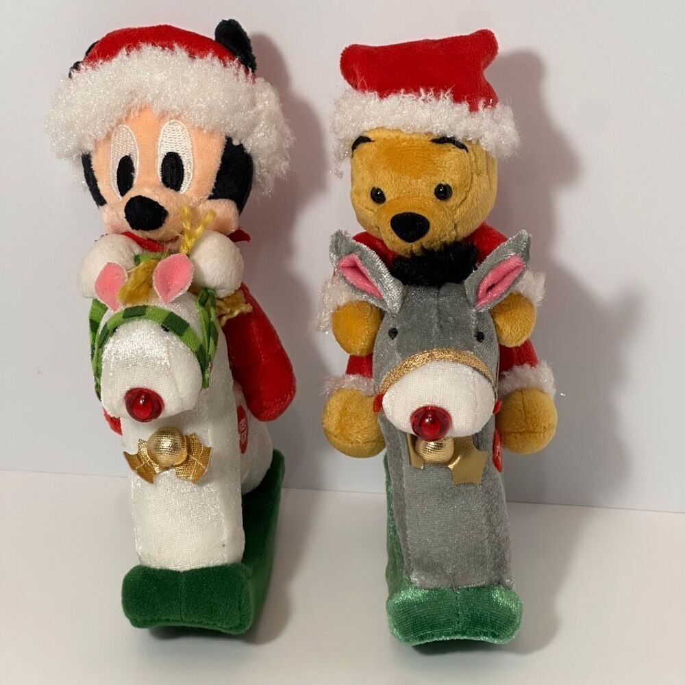 Vintage Disney Baby Mickey Mouse and Winnie The Pooh Musical Plush Musical Toys